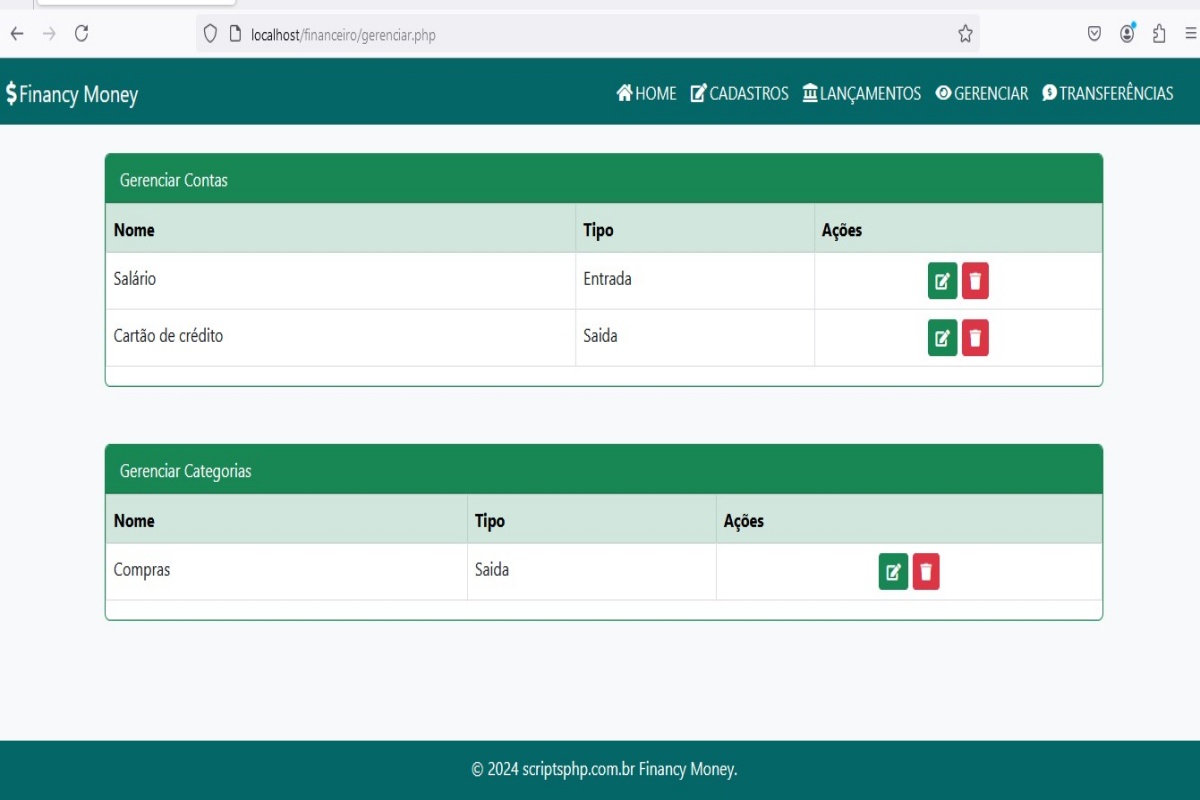 Sistema Financeiro em PHP 8.2 e MySQL grátis