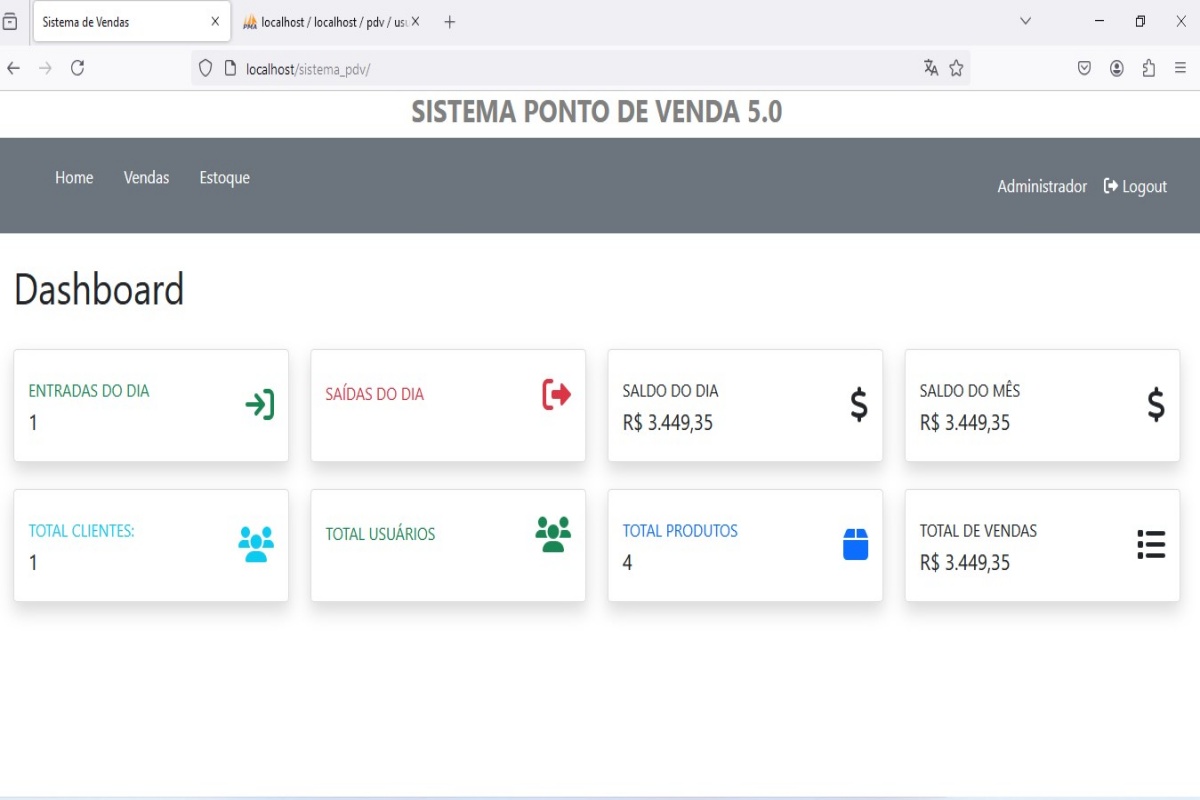 Sistema ponto de venda PHP 8.0 e Banco de dados MySQL