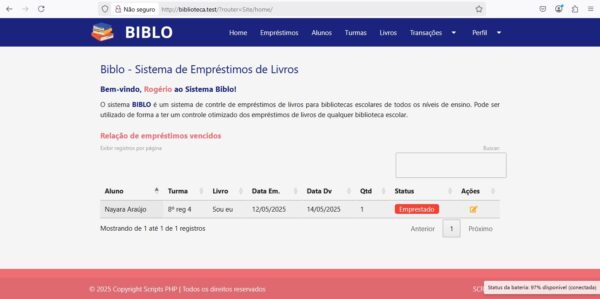 Sistema de gerenciamento de Bibliotecas em PHP 8.1.1