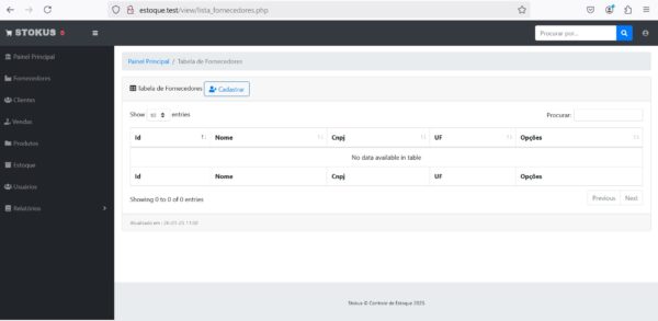 Sistema de controle de estoque entrada e saida em PHP 8.0