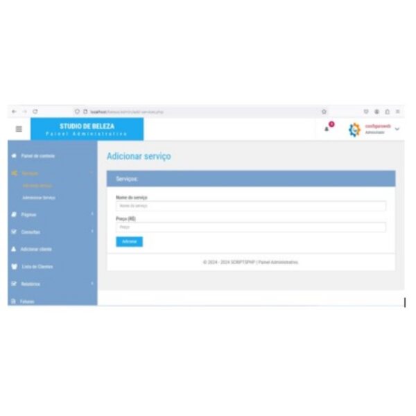 Sistema de gerenciamento de salão de beleza em PHP 8.0