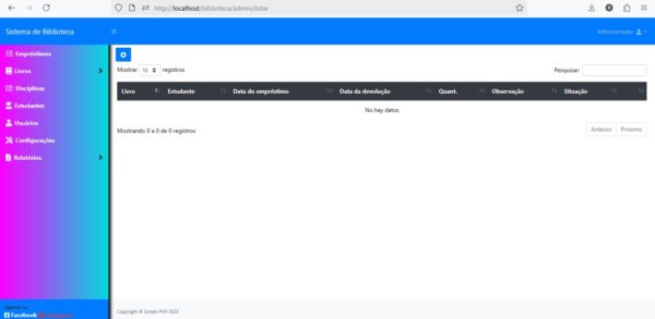 Sistema de empréstimos de livros em bibliotecas em PHP 8,1